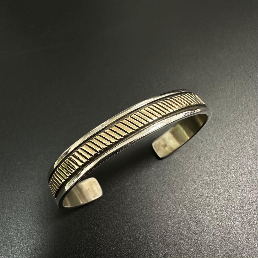 Navajo Bruce Morgan ライン バングル 14K 10mm幅