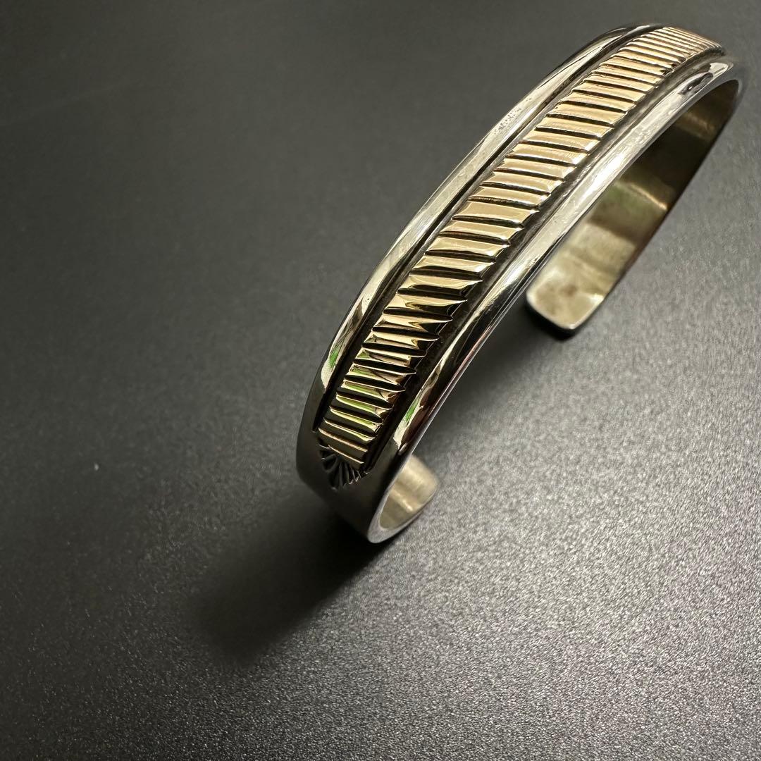 Navajo Bruce Morgan ライン バングル 14K 10mm幅