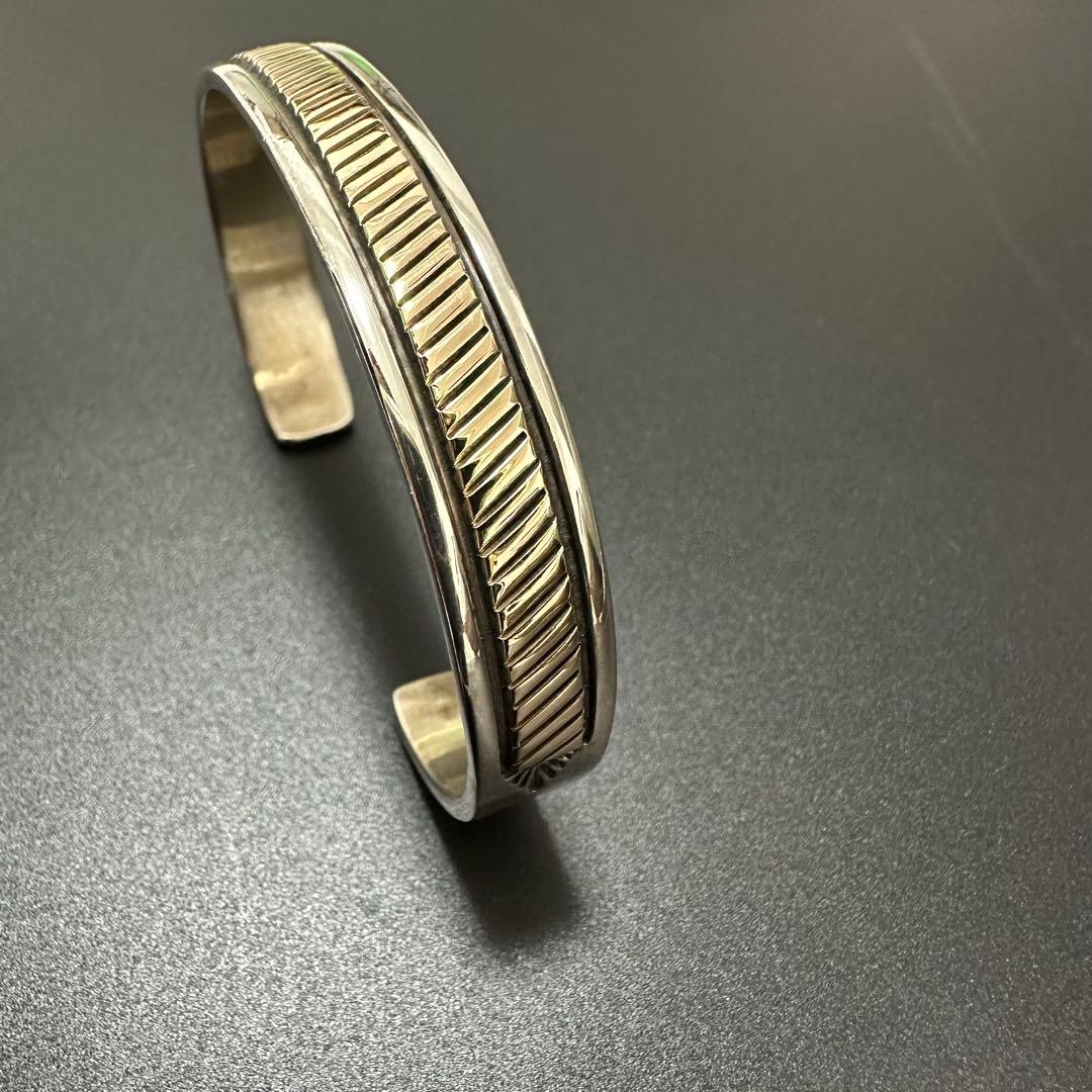 Navajo Bruce Morgan ライン バングル 14K 10mm幅