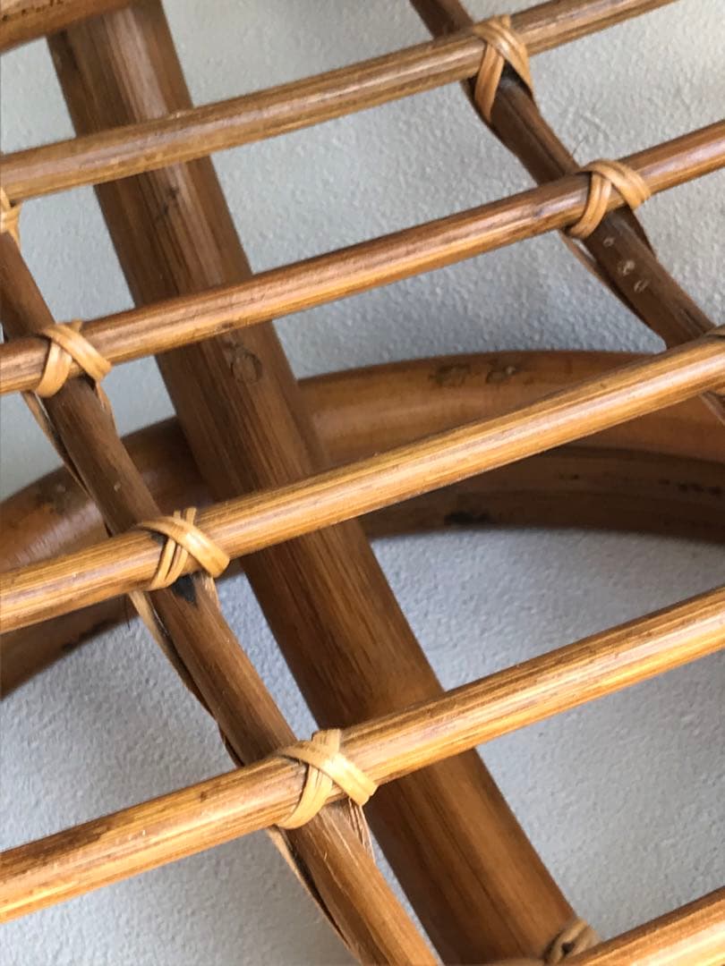 ラタン 天板ガラステーブル 古家具 センターテーブル 台湾製 ヴィンテージ