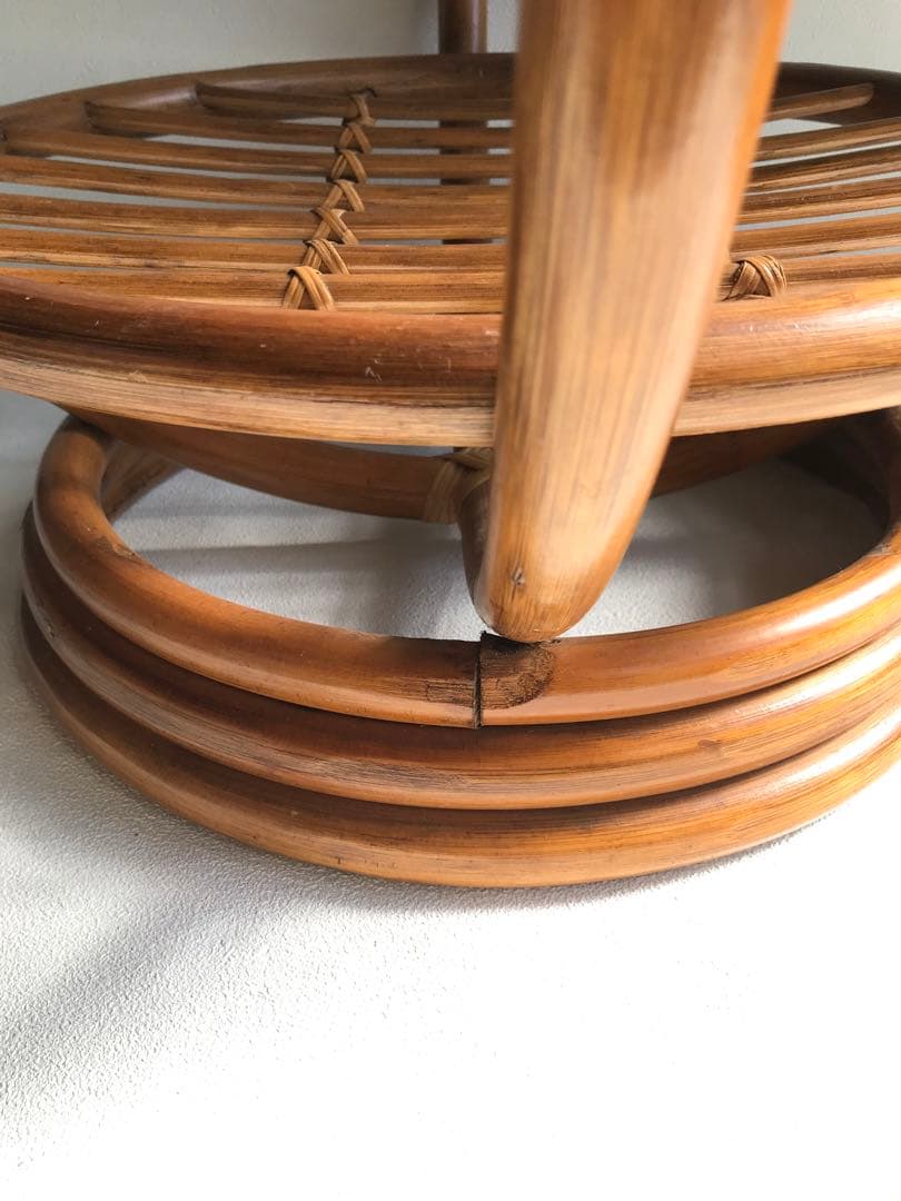 ラタン 天板ガラステーブル 古家具 センターテーブル 台湾製 ヴィンテージ