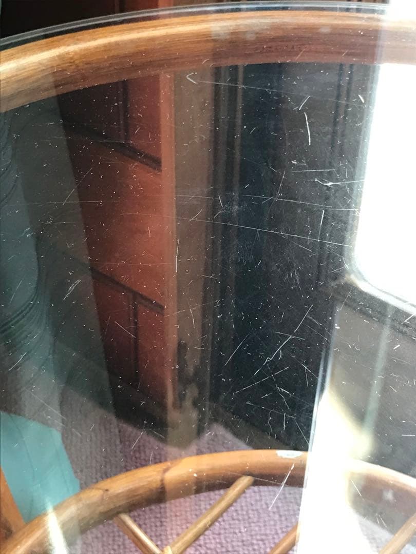 ラタン 天板ガラステーブル 古家具 センターテーブル 台湾製 ヴィンテージ