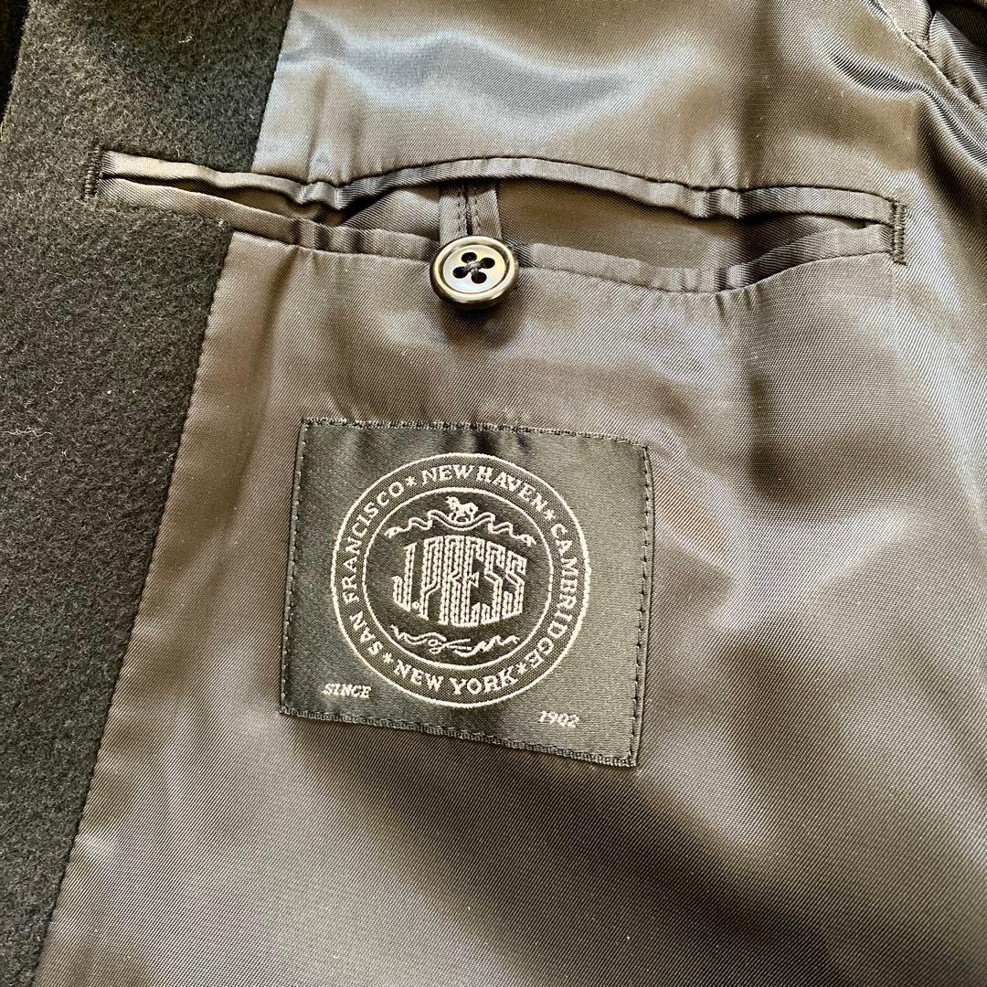 【カシミヤ100%】ジェイプレス★スタンド襟 M ロングコートブラック黒 比翼