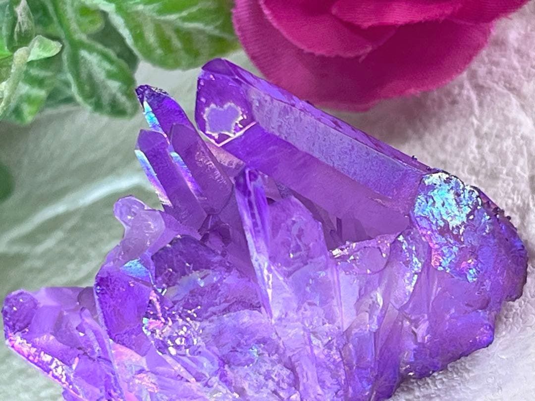 チャネリング✨　パープル　オーラ水晶　クリスタル　クラスター　原石