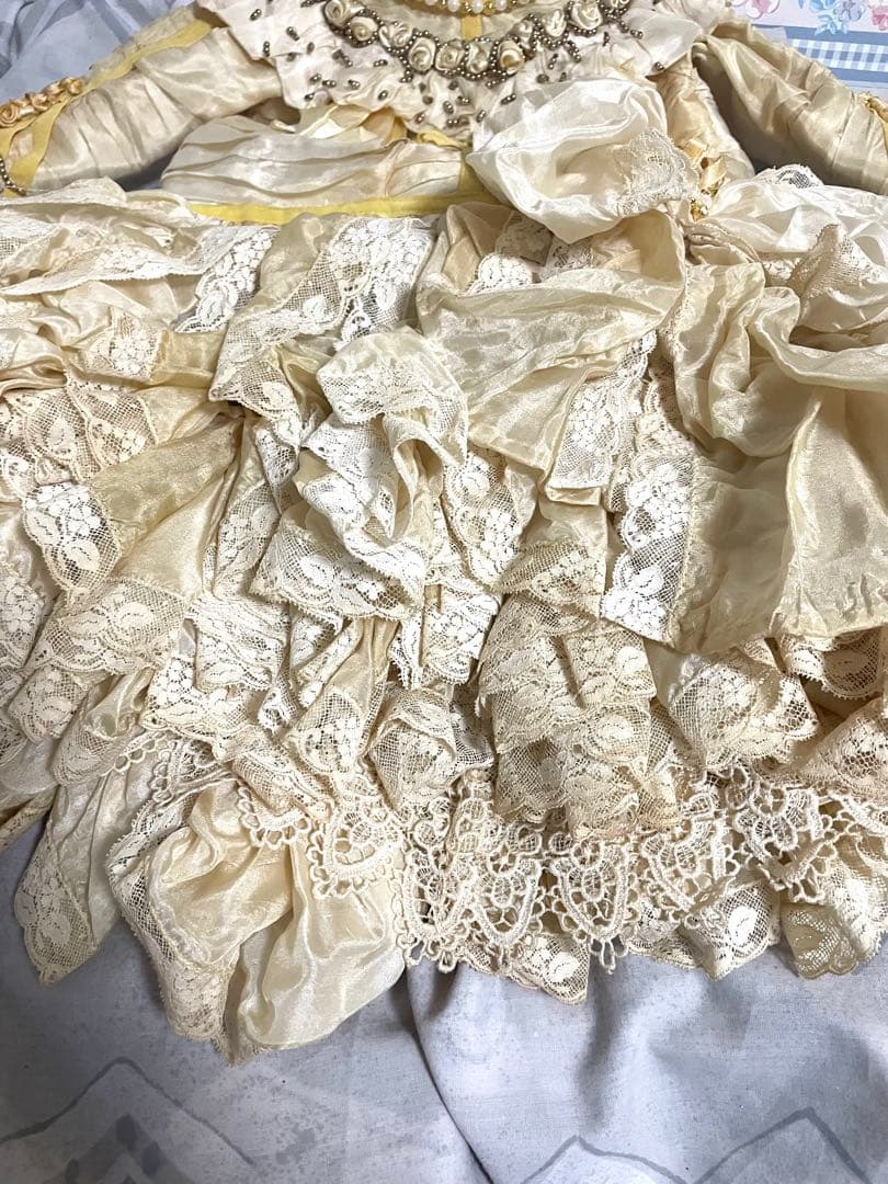 豪華なドレス　ジュモー　アンティーク　ビスクドール用