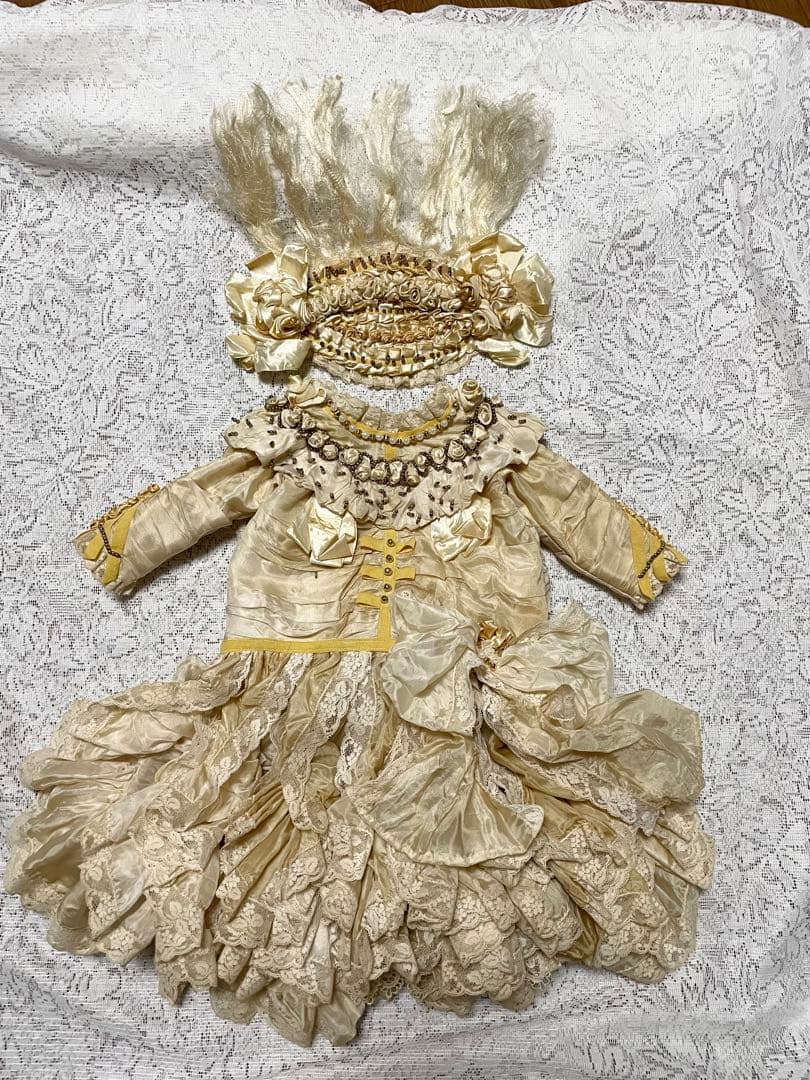 豪華なドレス　ジュモー　アンティーク　ビスクドール用