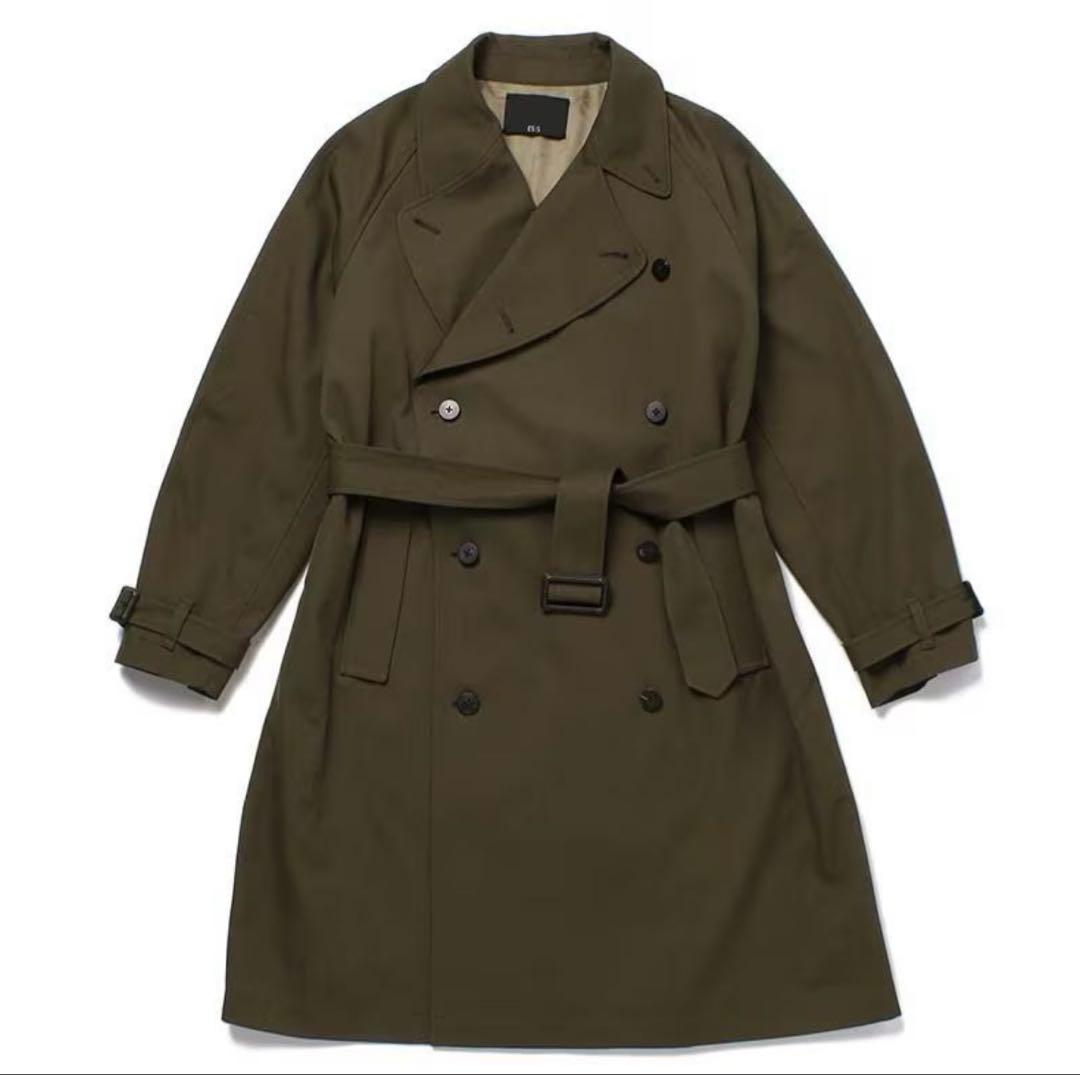 【袖短　ほぼ未使用品】ES:S（エス）　カーキ　トレンチコート