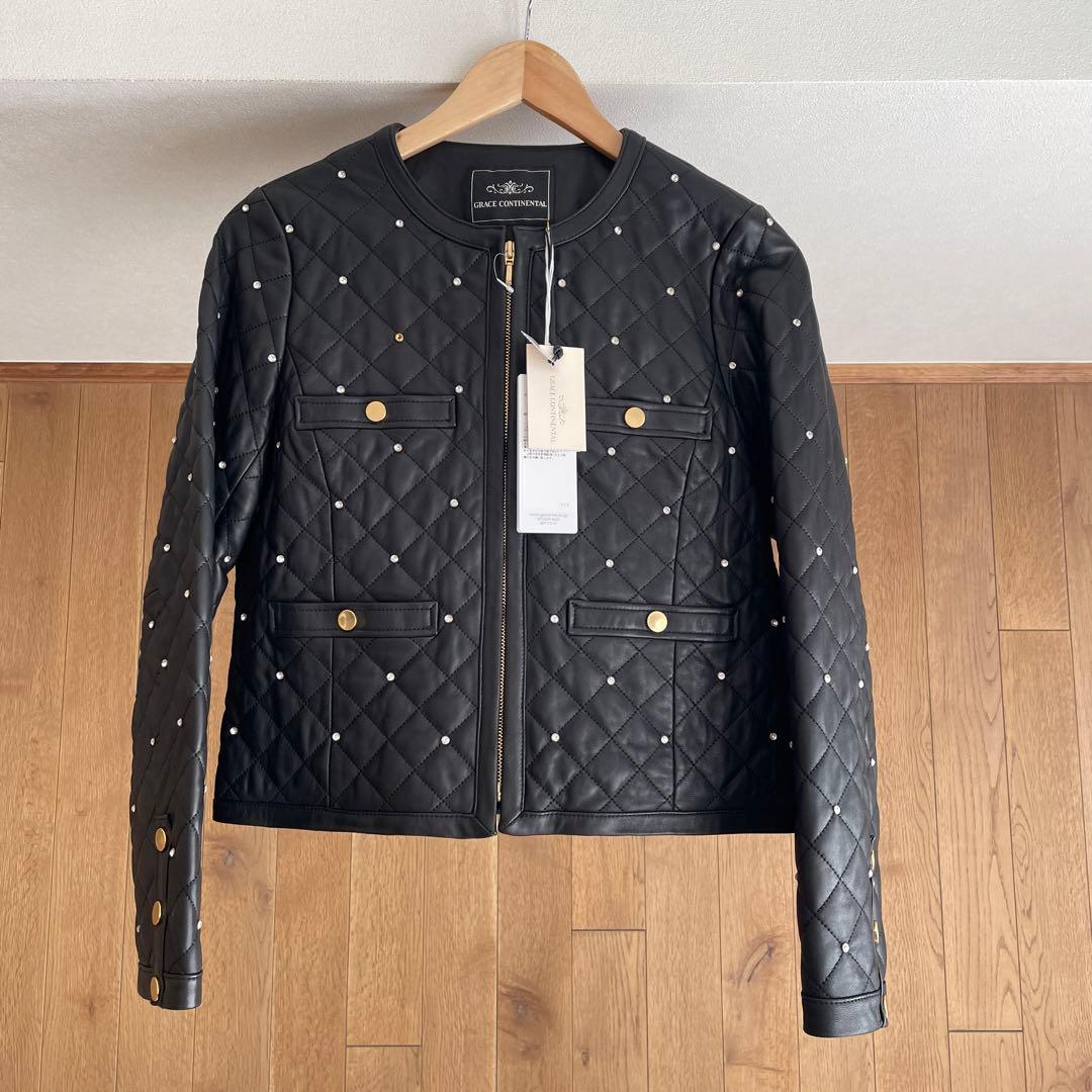 グレースコンチネンタル　キルティングスタッズジャケット ¥85,800