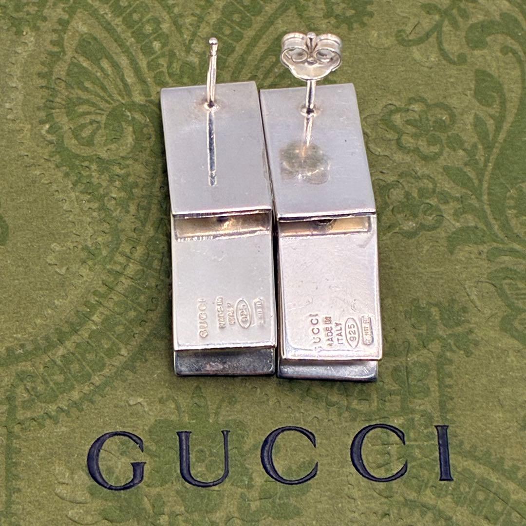 GUCCI グッチ トレードマーク スクエア ピアス　シルバー　キャッチ片方無
