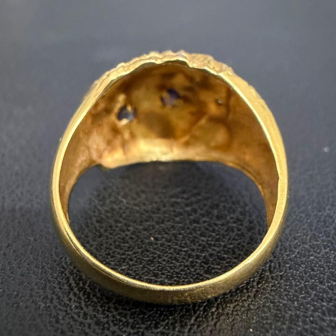 (B013022) K18ダイヤリング 約12号 犬 18金YG 指輪