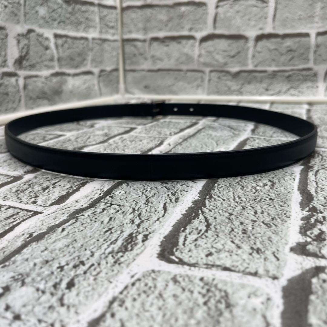 美品袋付✨サンローランパリ ナローベルト カサンドラロゴ YSL レザー 黒