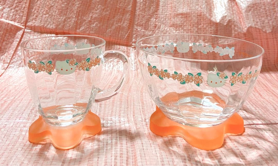 ハローキティ ハイビスカス 1999年代 食器セット コップ ボウル
