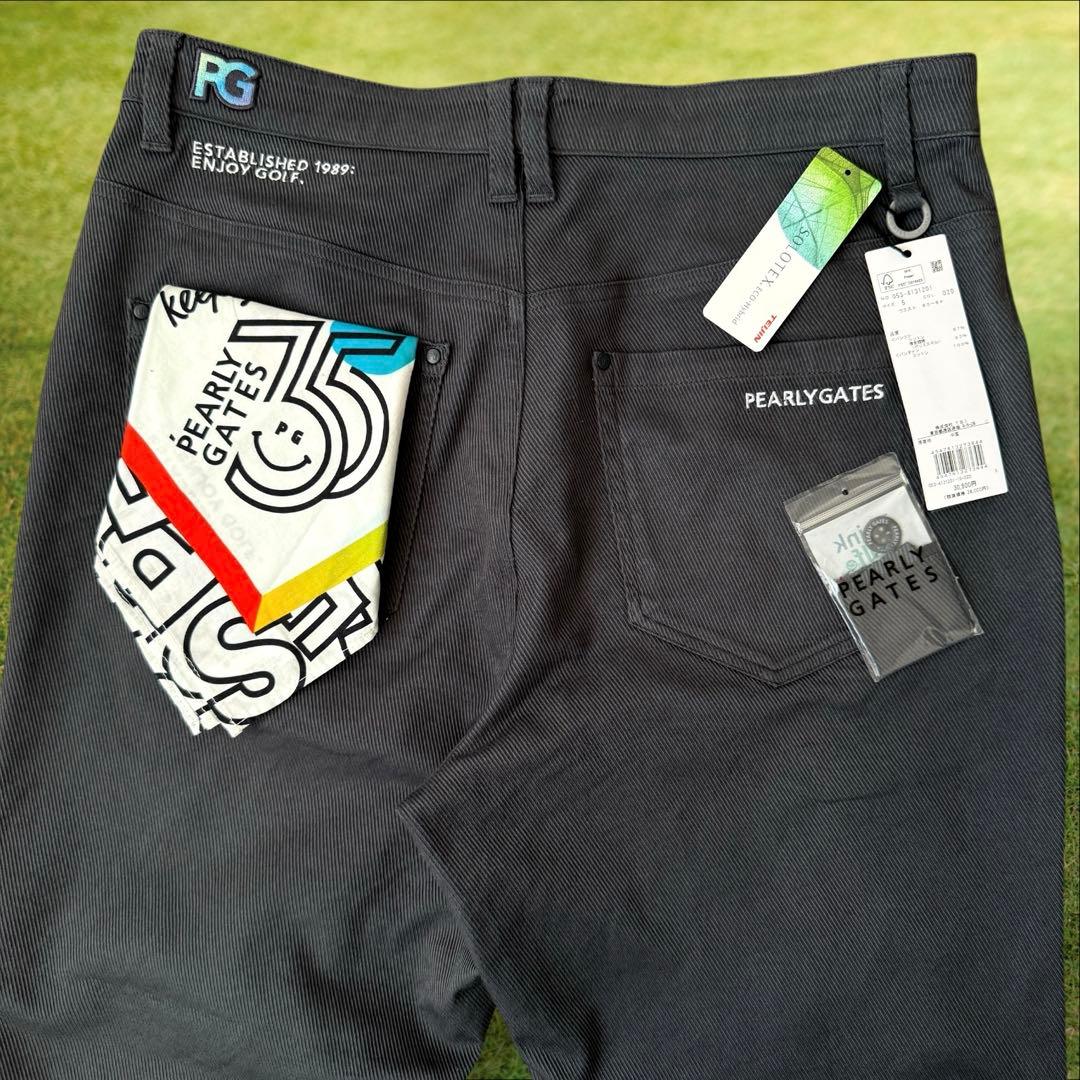 現行モデル　パーリーゲイツ　パンツ　L〜XL相当 グレー　ハンカチ付　コットン