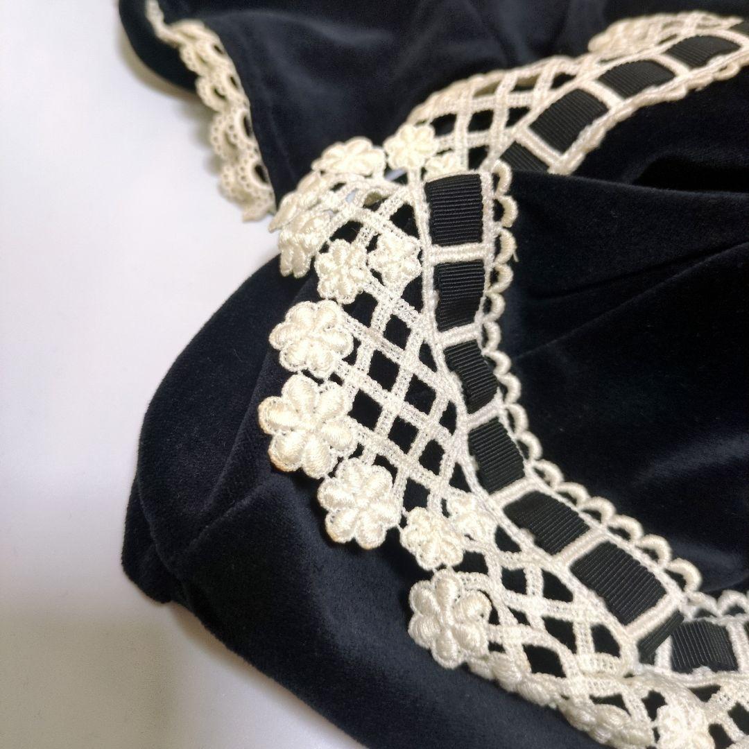 希少✨️Emily Temple ベロアワンピース❁レース刺繍 大人可愛い 黒