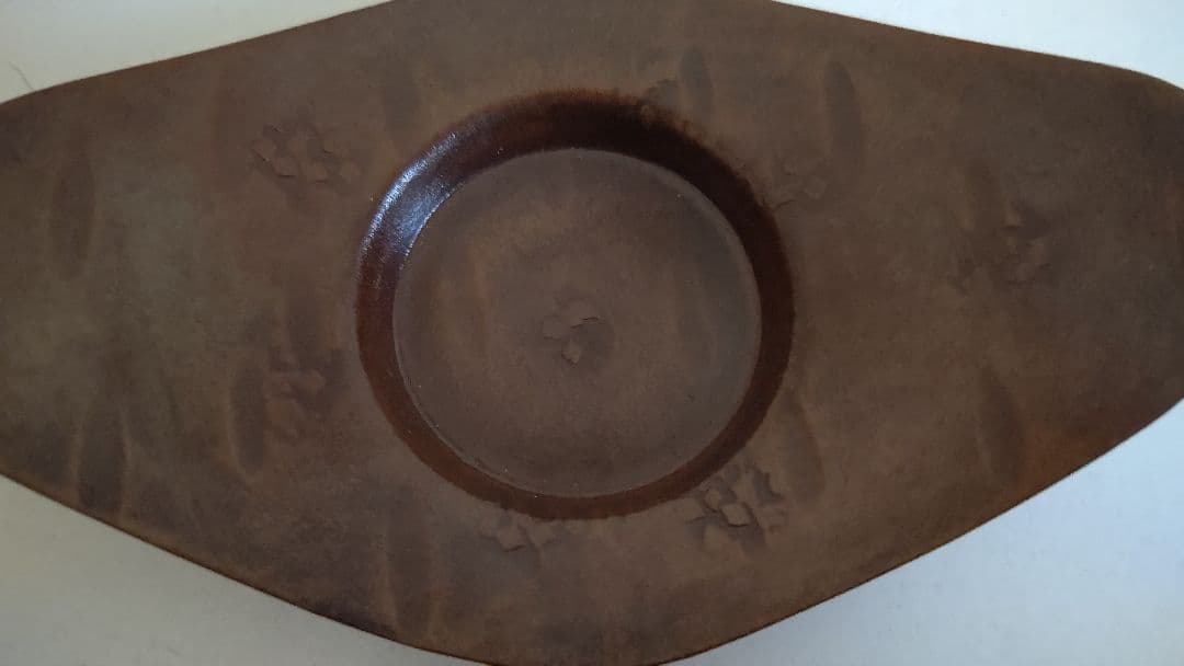 茶托　5枚　舟形 梅文 煎茶道具 銅製?