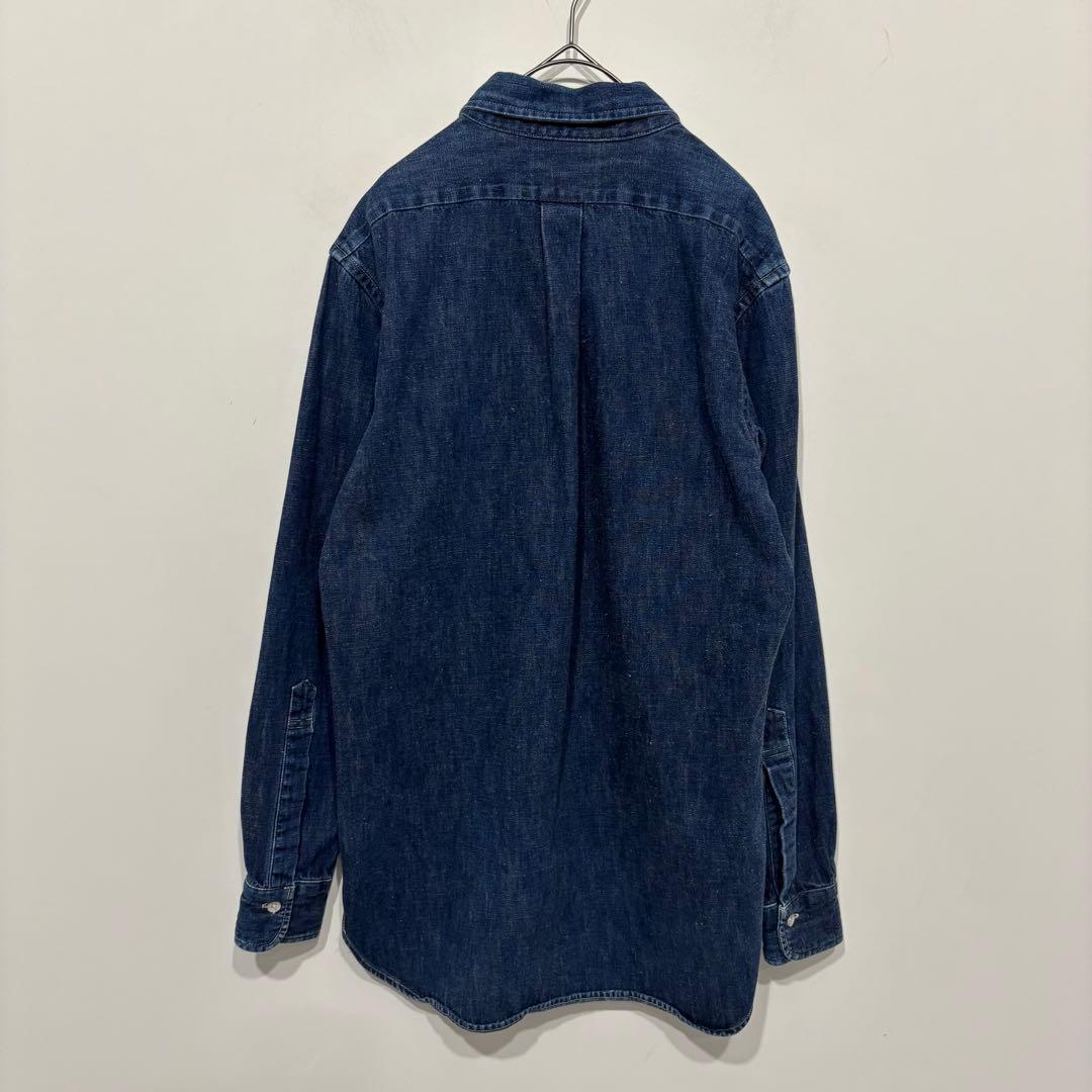 BONCOURA 濃紺 デニム ボタンダウン シャツ 耳 ワーク インディゴ S