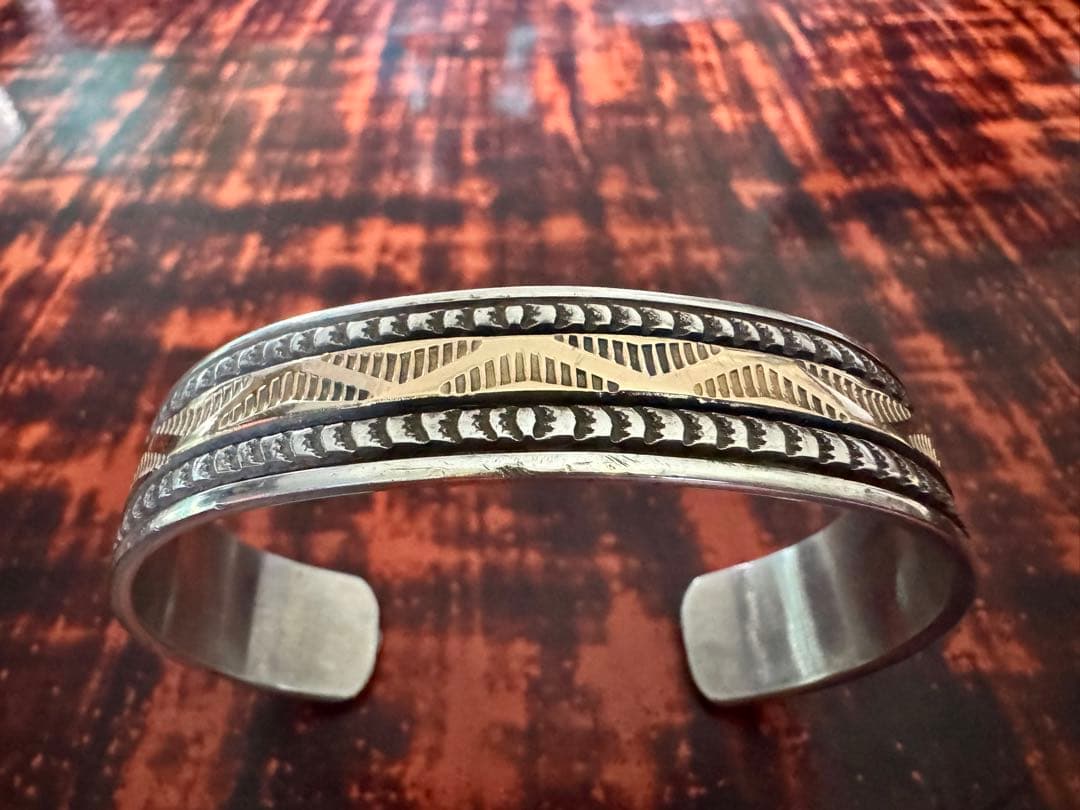 ブルースモーガン バングル 14K やや幅広 ワイド 小さめ レアデザイン