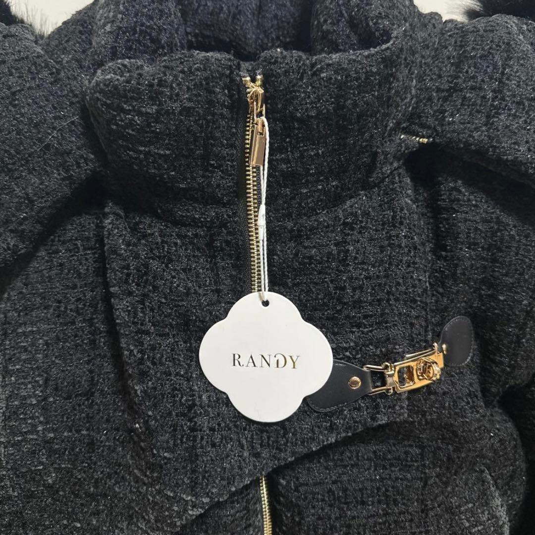【美品】Randy アシンメトリーバックルツイードパデットジャケット ブラックM