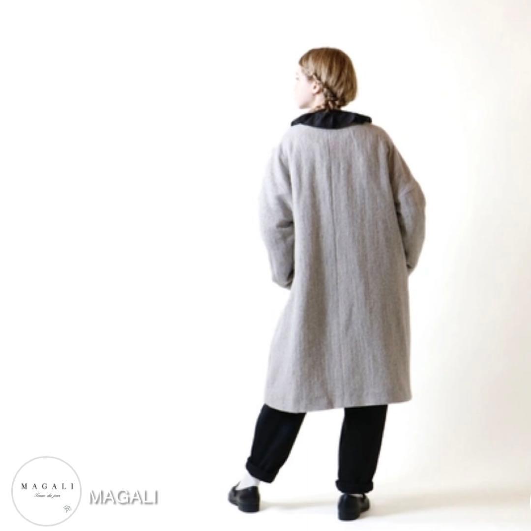 最終値下げMAGALI マガリ ウール リネン ヘリンボーン ダブルボタンコート