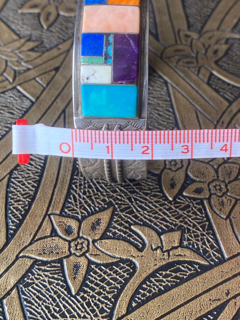 インディアンジュエリー シルバーバングル マルチカラーインレイ Navajo