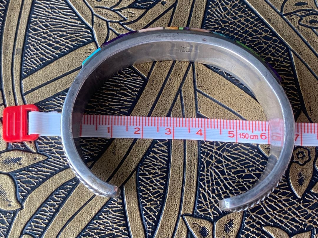 インディアンジュエリー シルバーバングル マルチカラーインレイ Navajo