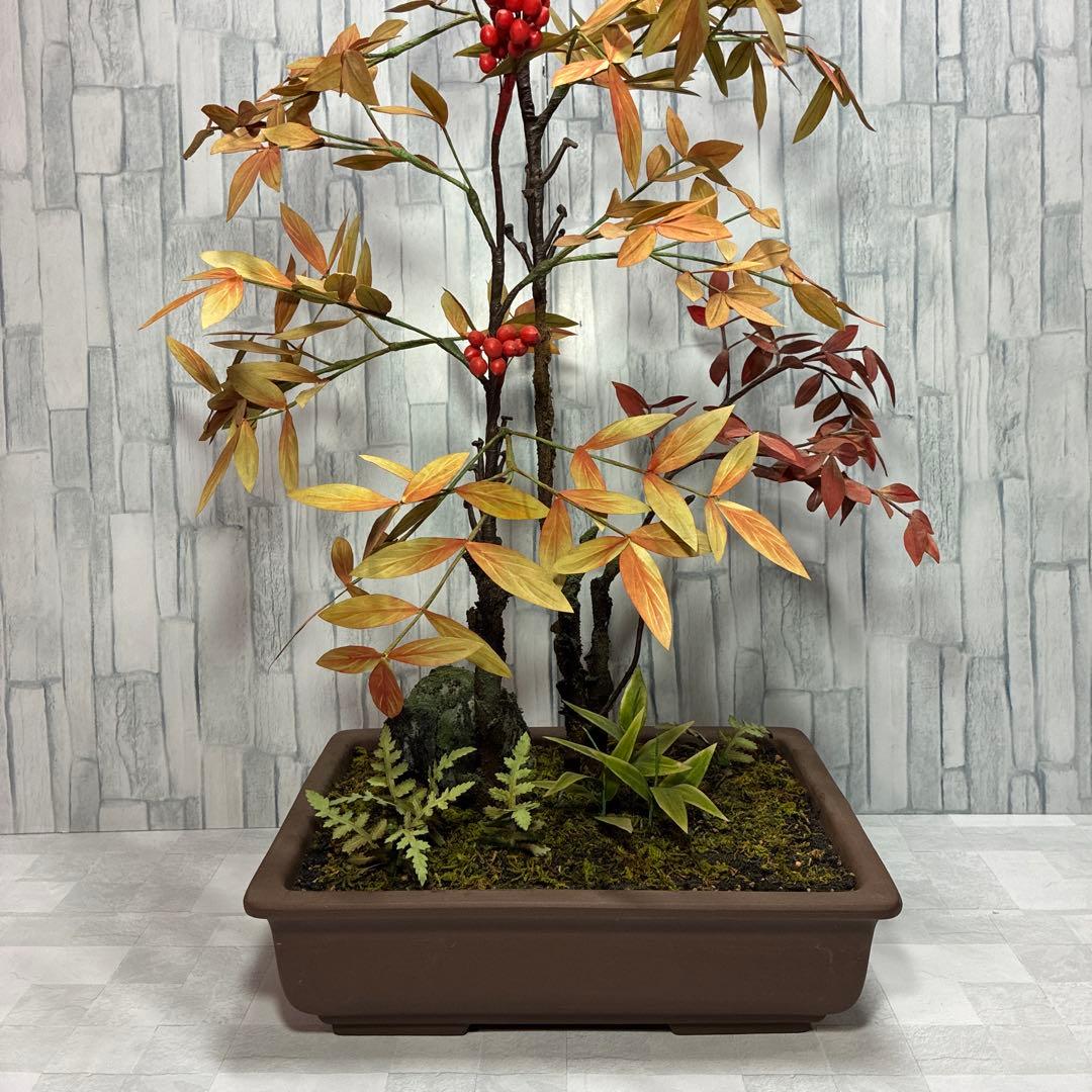 ナンテン 造花 インテリア 盆栽