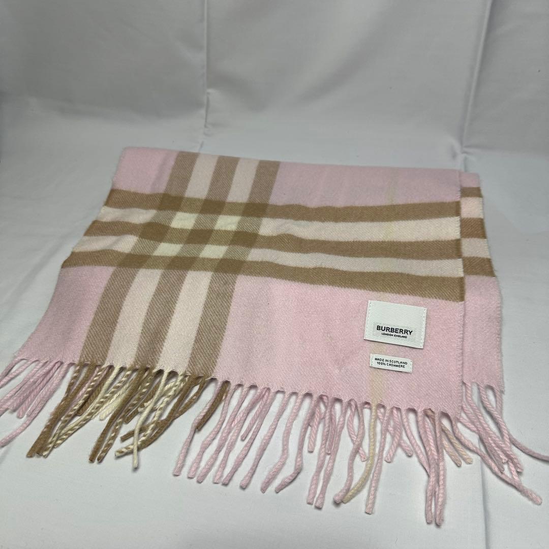 極美品☆現行☆バーバリー☆マフラー☆箱付☆ピンク☆ノバチェック柄☆カシミヤ☆
