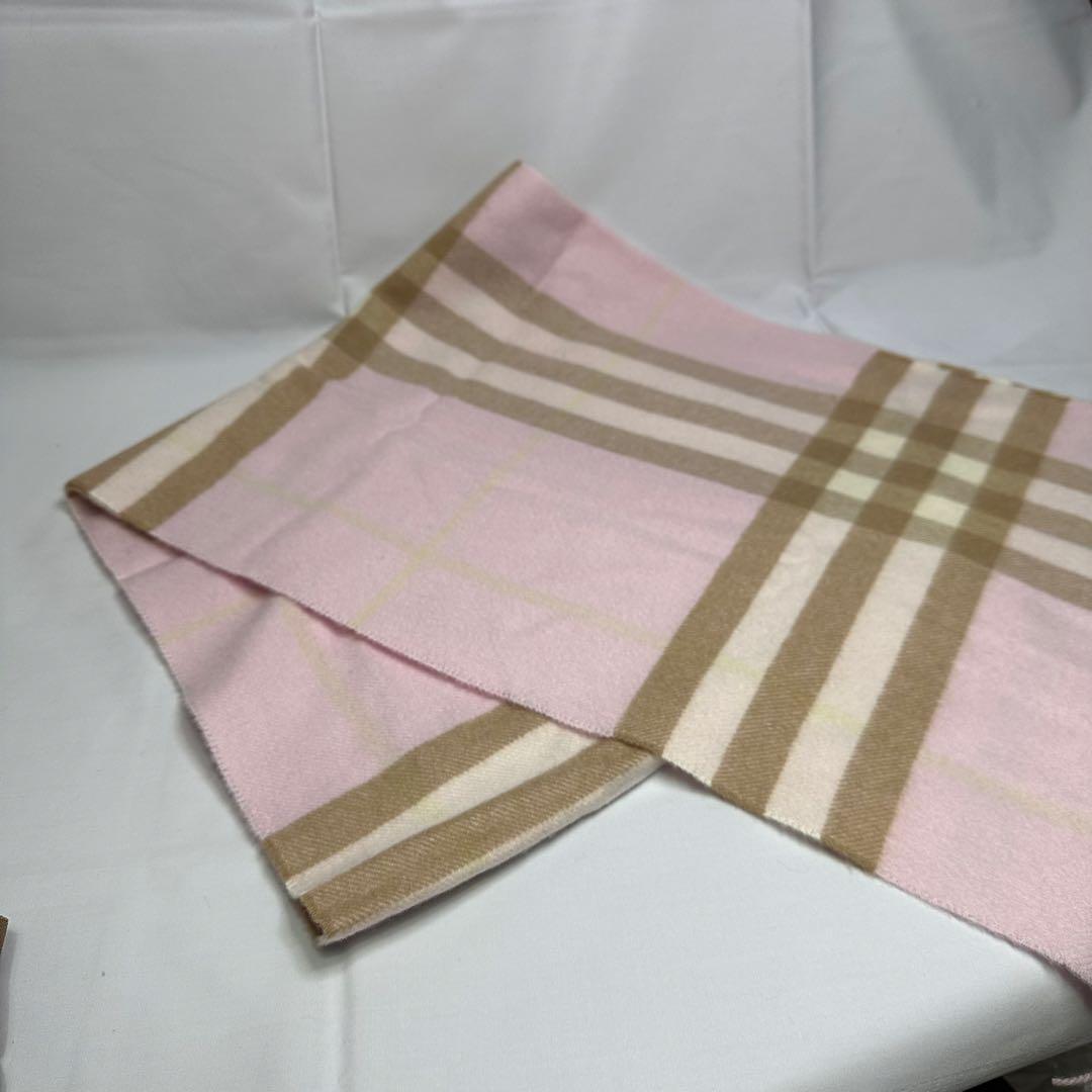 極美品☆現行☆バーバリー☆マフラー☆箱付☆ピンク☆ノバチェック柄☆カシミヤ☆