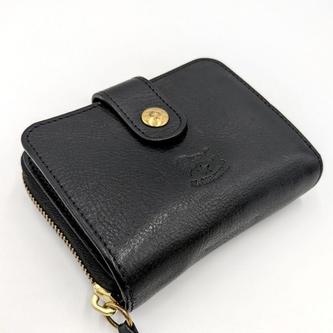IL BISONTE イルビゾンテ 二つ折り財布 本革 黒 ユニセックス
