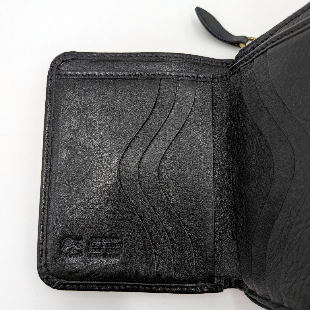IL BISONTE イルビゾンテ 二つ折り財布 本革 黒 ユニセックス