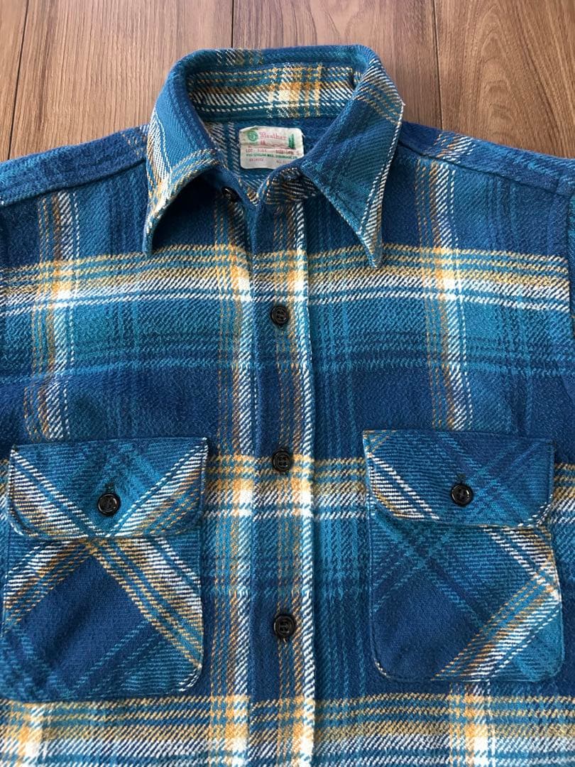 60s’ FIVE BROTHER ネルシャツ 森タグ　好配色 ブルー 美品
