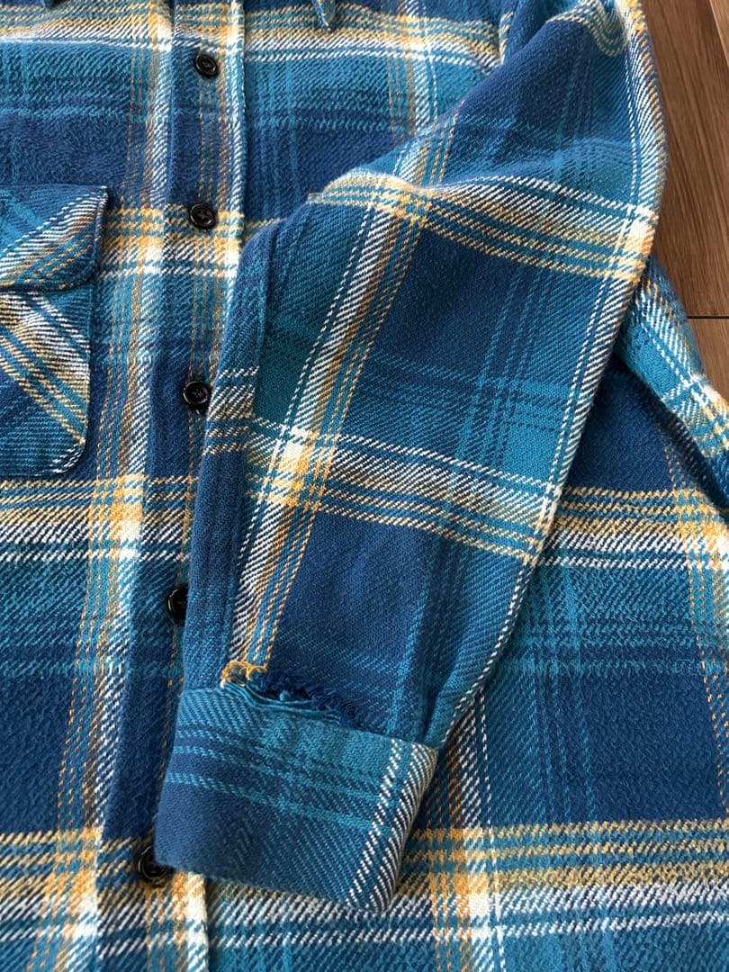 60s’ FIVE BROTHER ネルシャツ 森タグ　好配色 ブルー 美品