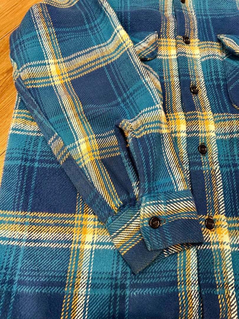 60s’ FIVE BROTHER ネルシャツ 森タグ　好配色 ブルー 美品