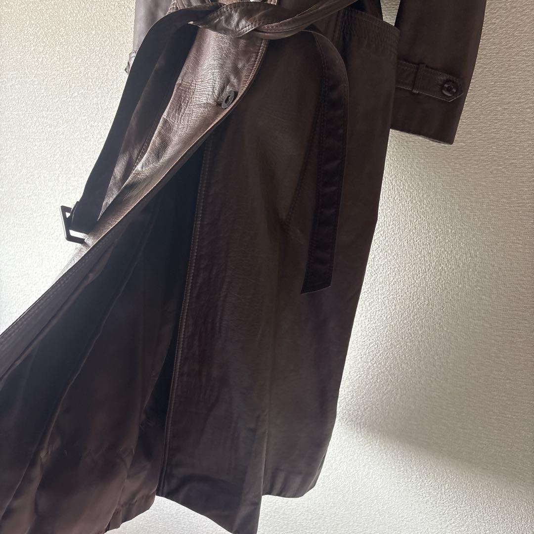 REGINA 本革レザー　ロングコート　ヴィンテージ　リアルファー　ブラウン　9