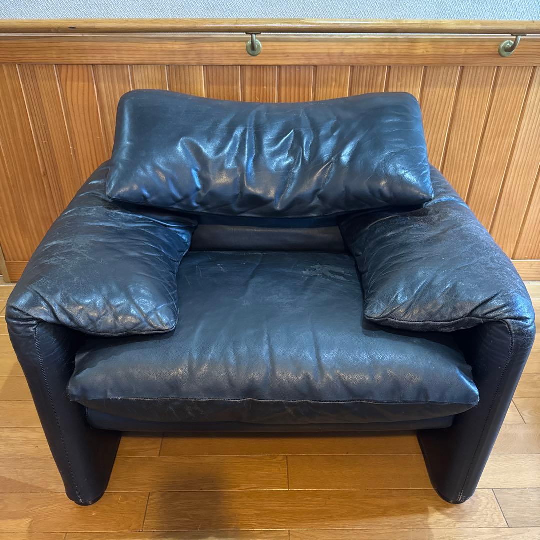 ぼ*ん様 カッシーナ マラルンガ 本革 一人掛けソファ