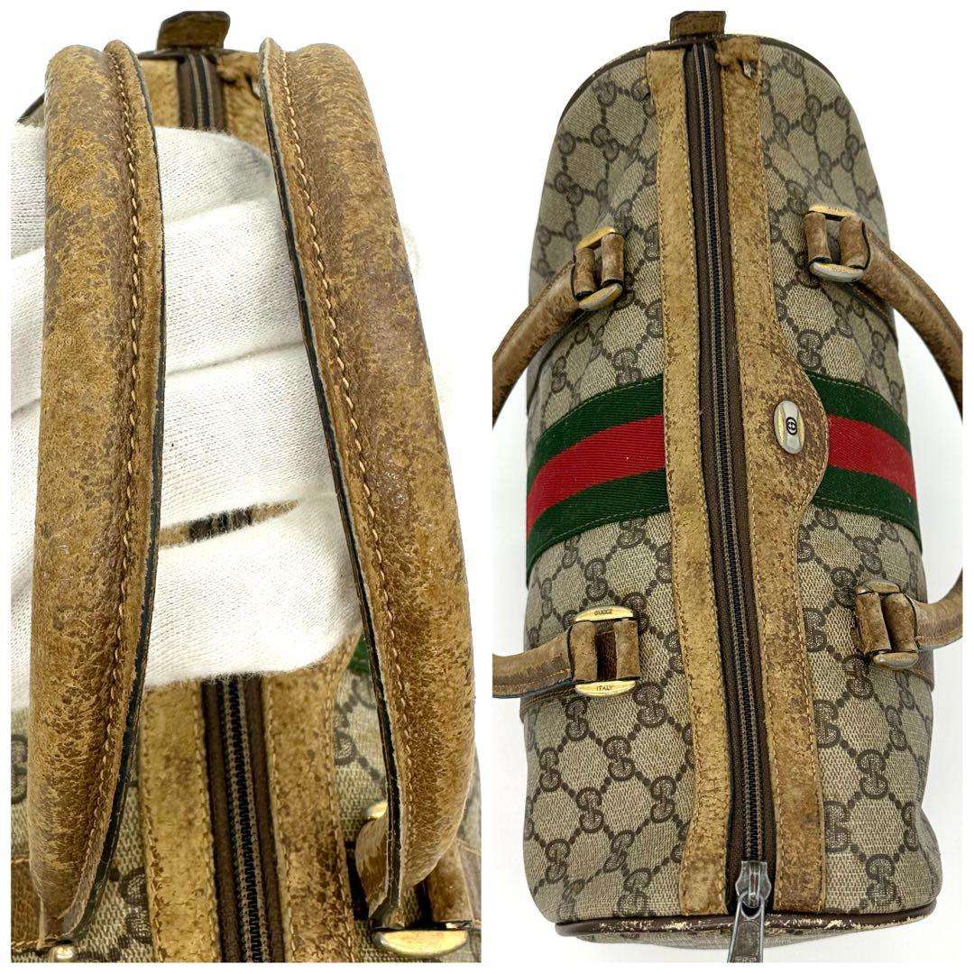 GUCCI グッチ ボストンバッグ GG柄 PVC レザー シェリーライン