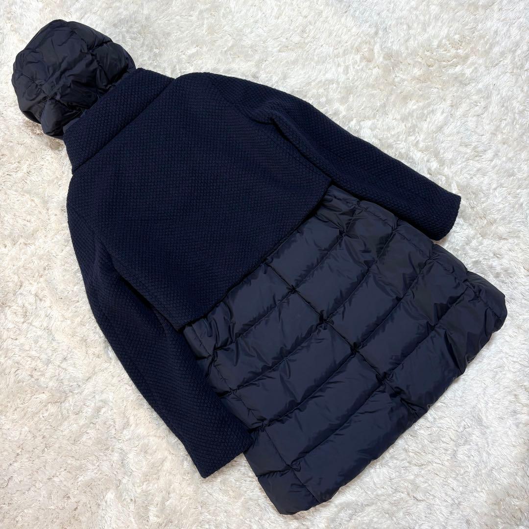 HERNO ダウンコート ロング ウール 切替 ジップアップ 異素材 紺 44