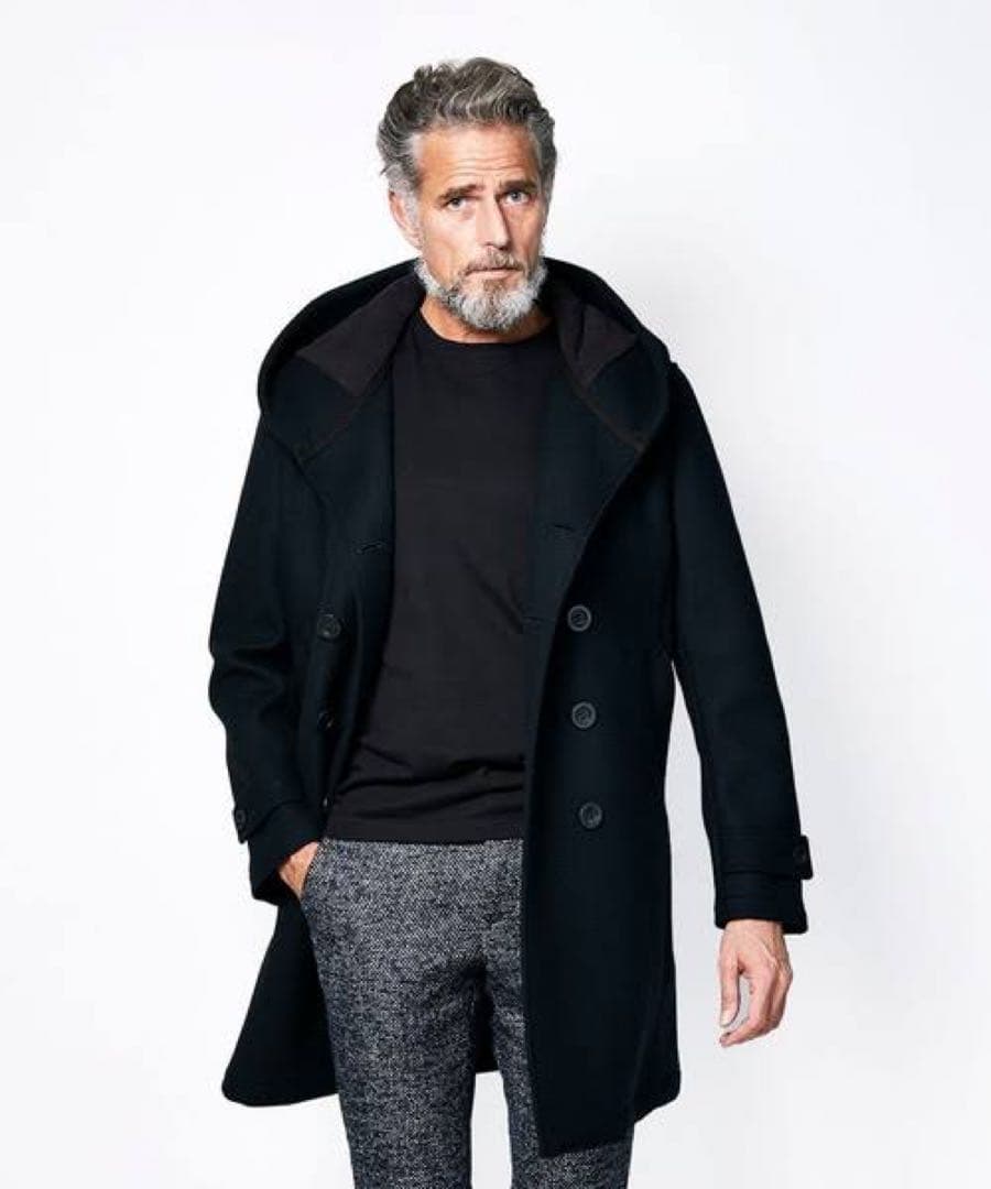 ジャケット・アウター junhashimoto SHAWL HOODED COAT BLACK