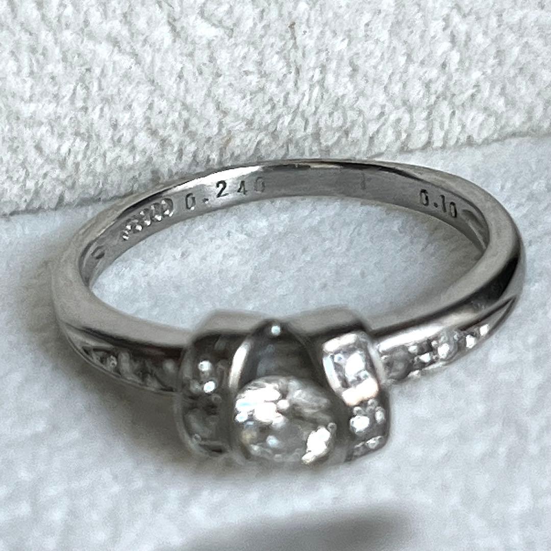 プラチナ ダイヤモンドリング Pt900 0.24ct/0.10ct 11号