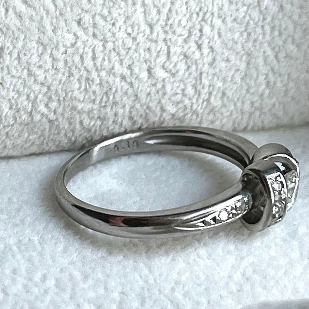 プラチナ ダイヤモンドリング Pt900 0.24ct/0.10ct 11号