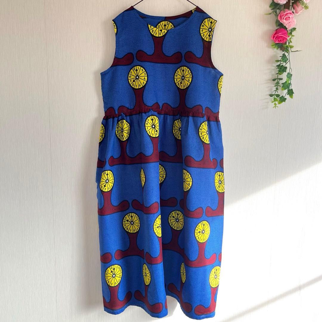 【専用品】アフリカ布　アフリカンプリント　ノンスリーブワンピース