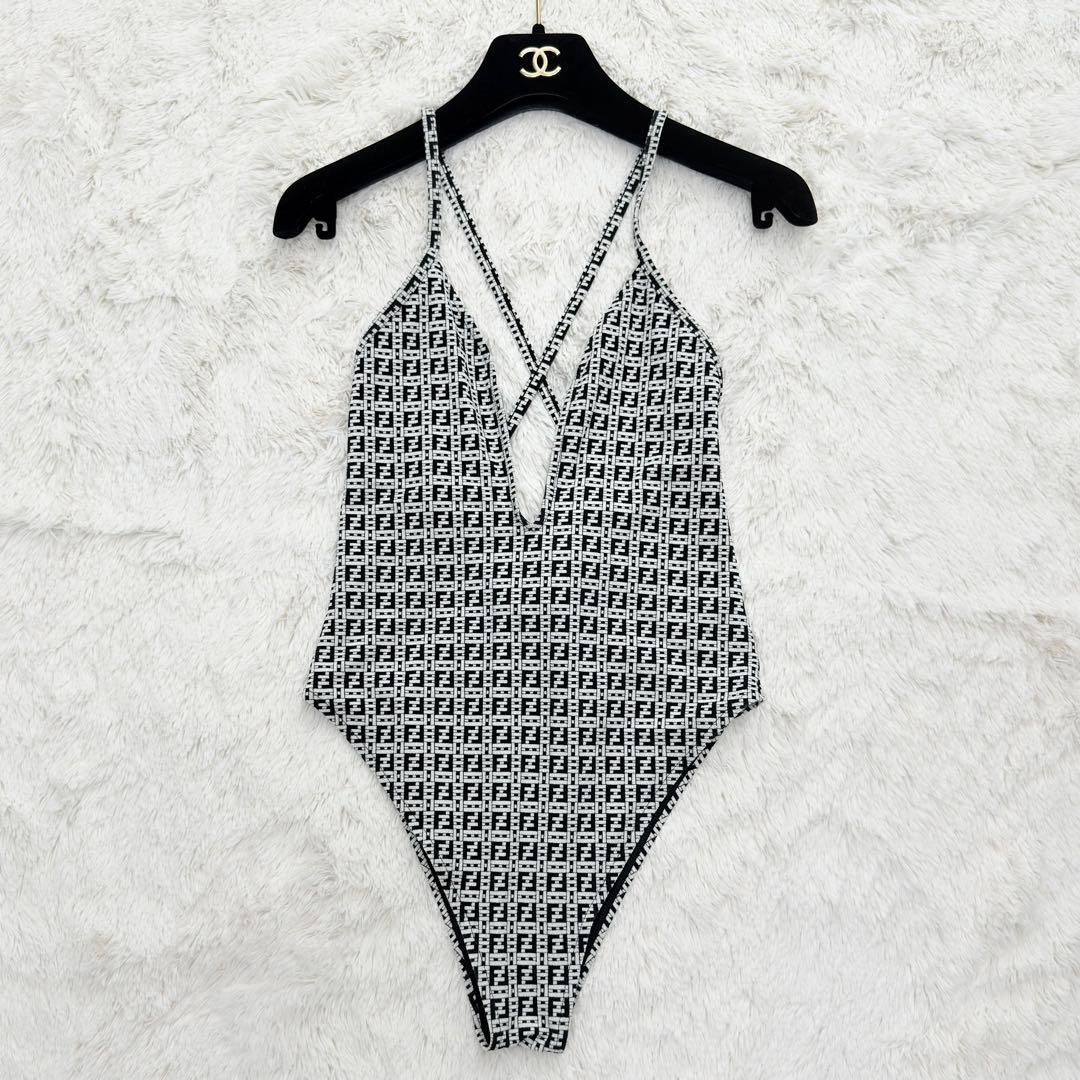20SS⭐️超激レア⭐️フェンディ　ワンピース水着　ズッカ総柄　ハイレグ　白黒　40