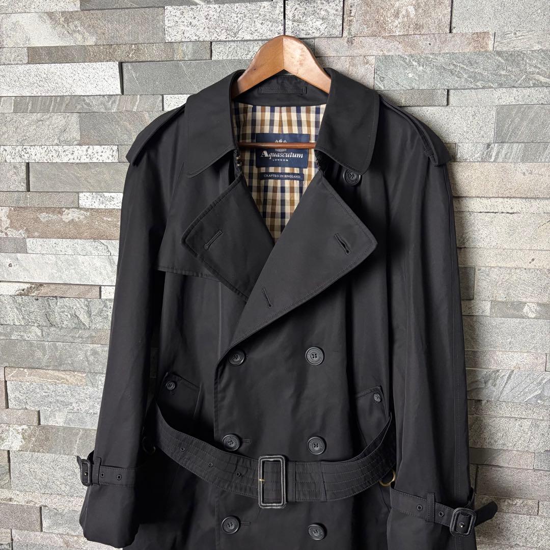 【美品】Aquascutum メンズ　トレンチコート　NewAqua5 ブラック