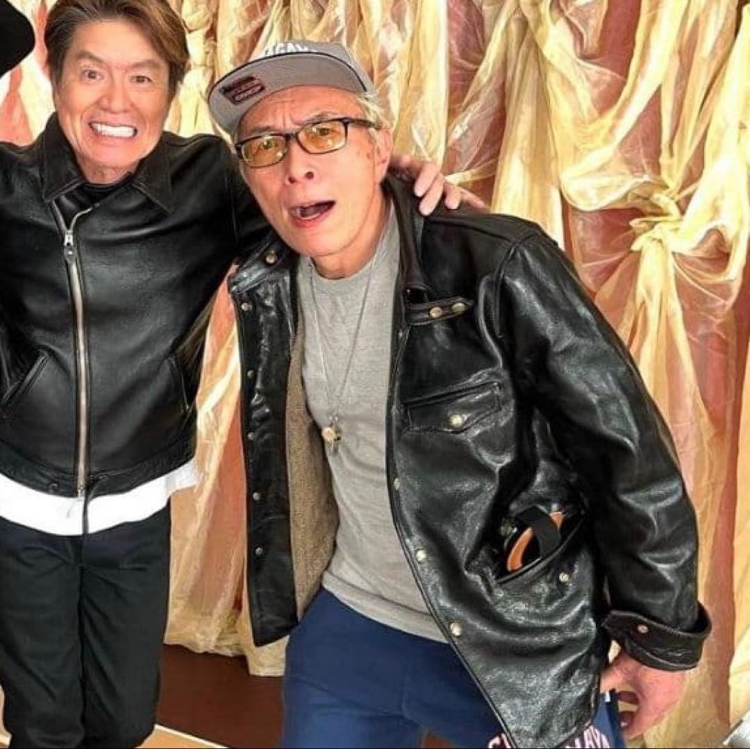 茶芯ホースハイドレザージャケット　所ジョージさん着用