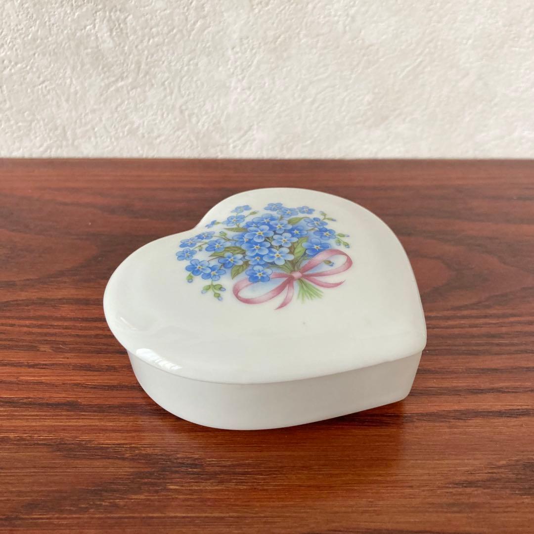 勿忘草　小物入れ　陶器　ハート型　ドイツ　ヴィンテージ