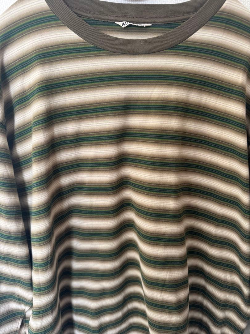 トップス AURALEE GRADIENT STRIPE JERSEY L/S TEE