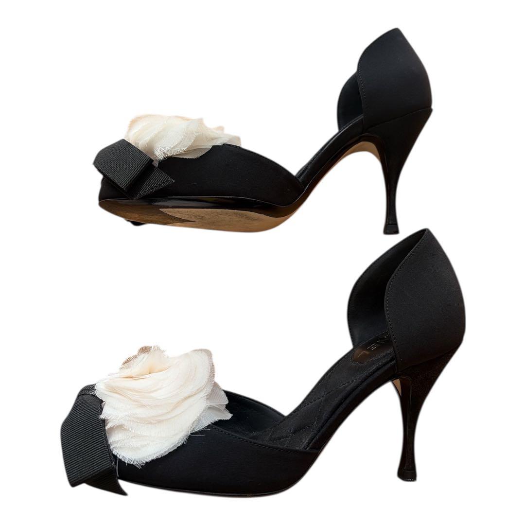 CHANEL カメリア　ハイヒール　リボン　34C 21-22cm相当