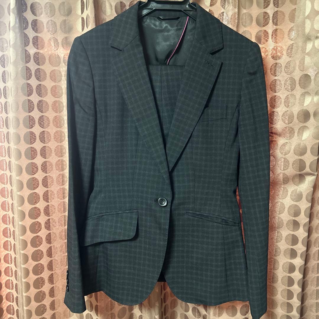 洋服の青山 グレー チェック柄 黒チェック柄 パンツスーツ おまとめ割