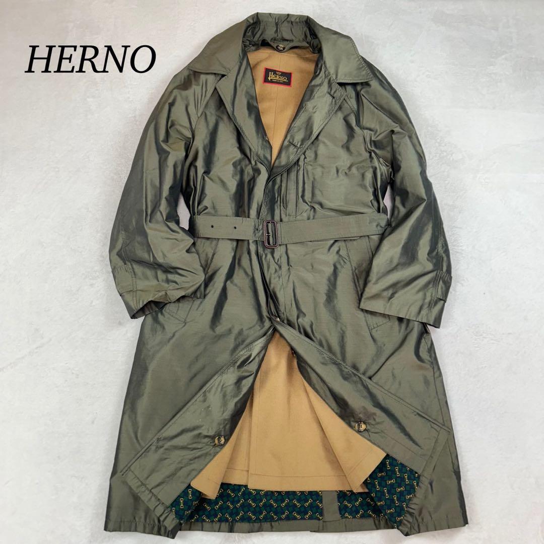 K956 美品 XL ヘルノ イタリア製 ステンカラーコート カーキ メンズ