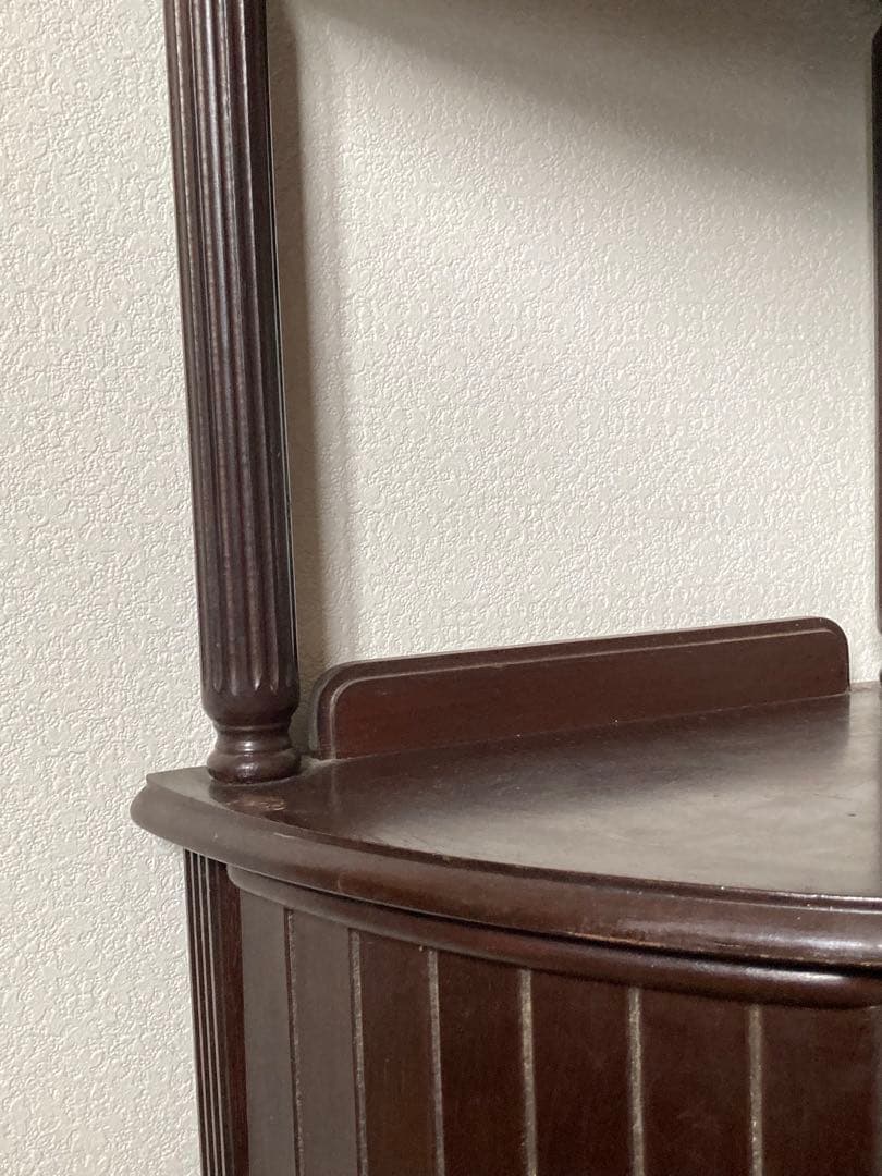 コーナーラック 木製 2段 アンティーク レトロ ブラウン シェルフ